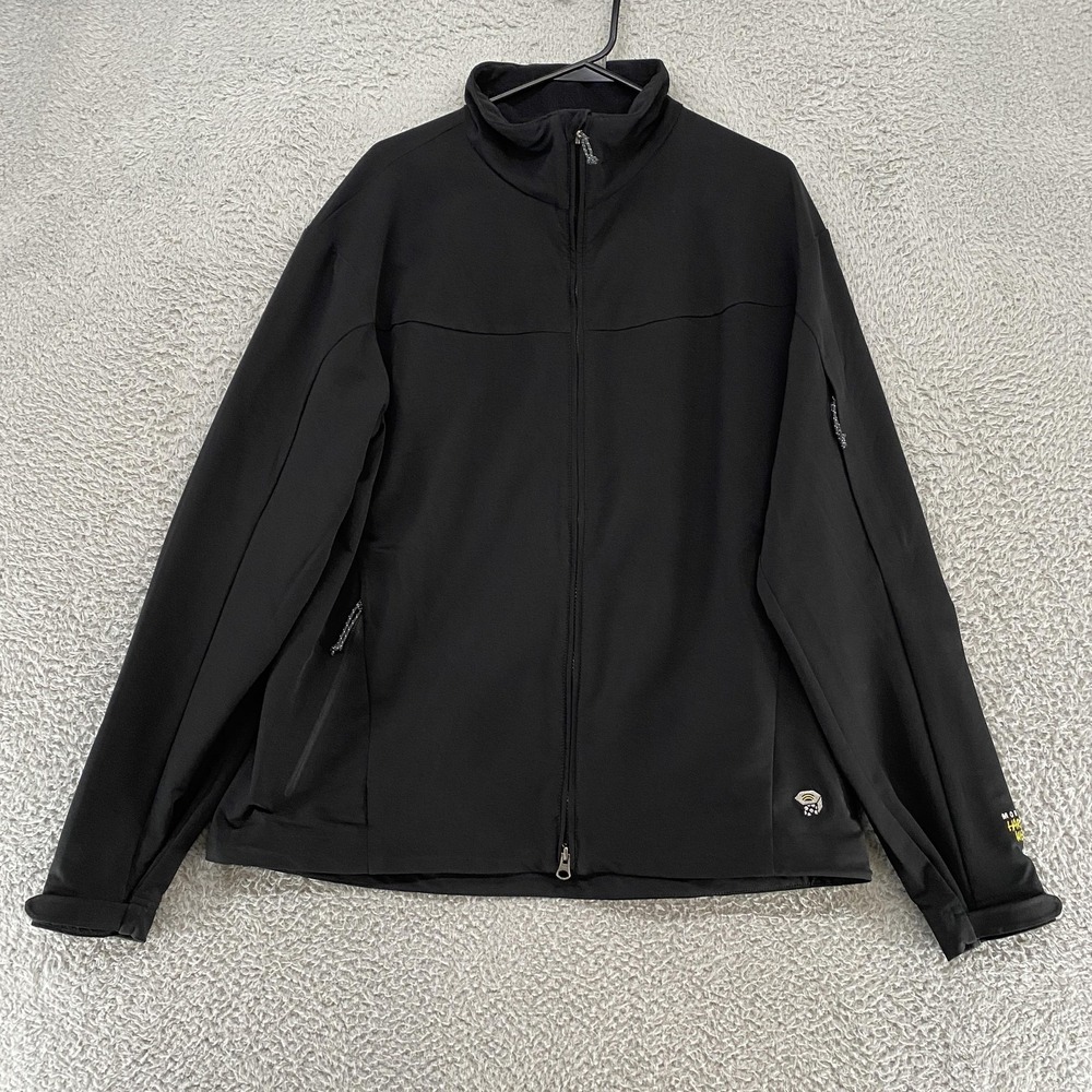 Mountain Hardwear Softshell Jacket Womens XL Black Full Zip Hiking Outdoors